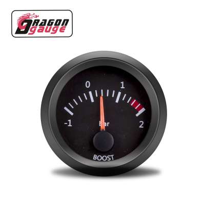 Dragon gauge 12V 52mm black shell Turbo Boost Gauge Meter with Sensor Unit -1~2 bar for DO5052