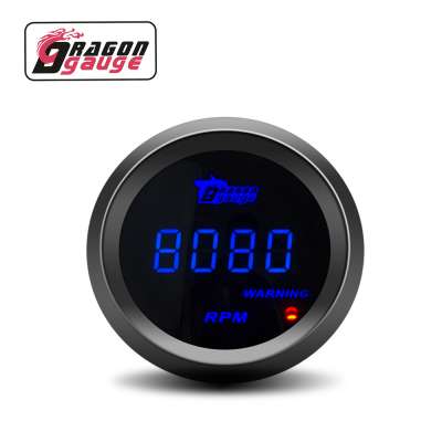 Dragon Gauge 2" 52mm Car Digital Tachometer RPM Meter Gauge Blue Led 0-9999 RPM Meter for DO6110